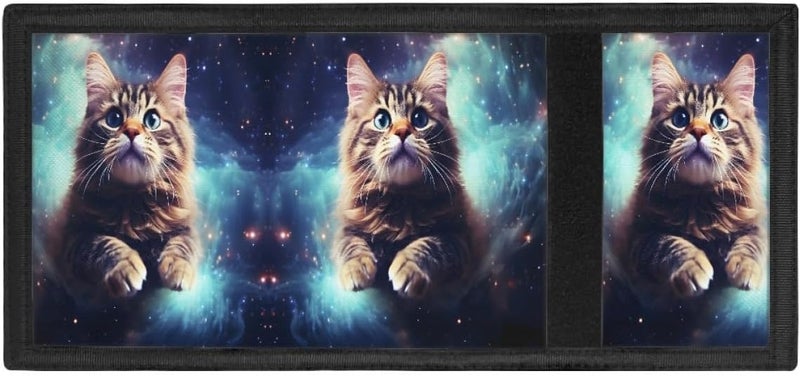 GLUDEAR Kids Boys Girls Novelty Wallet Trifold Youth Wallet Coin Pocket Card Holders Outdoor Money Organizer,Galaxy Brown Cat - Image 4